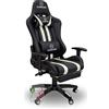 Stil Sedie - Sedia poltrona da gaming con poggiapiede professionale OMEGA braccioli 2D regolabile in altezza schienale reclinabile a 180° (bianco)