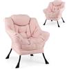 HOMASIS Poltrona Relax, Poltrocina da Salotto con Braccioli e Cuscino per la Testa, Sedia Imbottita per Salotto, Ufficio, Camera da Letto, 80 x 74 x 97 cm, Portata 150 kg (Rosa)