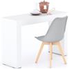 Mobili Fiver, Tavolo da pranzo Evolution 120x40, Bianco Frassino con Due Gambe, per 2 persone, Tavolo Da Pranzo Moderno Cucina, Made in Italy