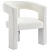 Vente-unique - Poltrona in Tessuto bouclette Bianco - FAVINA