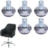 Mendler Set 5x piedini supporti fissi per sedie da ufficio HWC-K74 plastica metallo Ø 11mm grigio
