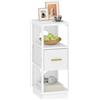 Hzuaneri Comodino, Comodino Stretto con 1 Cassetto in Tessuto, Tavolino Laterale con Scomparto Aperto, Moderno, per Camera da Letto, Soggiorno, 30 x 24 x 60 cm, Bianco NS51303W