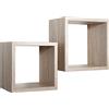 MODULARREDO | Q-BIS MAXI Set di 2 Mensole da Muro, Cubi Arredo, Mensole Cubo, Cubi da Parete, 35x35 p23.7 cm e 31x31 p23.7 cm, Rovere Naturale - Made in Italy