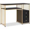MCombo M MCombo Scrivania con cassetti, tavolo da toeletta senza specchio, in legno, struttura in metallo, per computer, soggiorno, moderno, 45,5 x 109 x 81 cm, 2407
