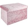 INTIRILIFE Panca pieghevole 49x30x30cm in rosé - Cubo di seduta con vano portaoggetti e coperchio con rivestimento in velluto - Cubo di seduta poggiapiedi pieghevole con cassetta portaoggetti sgabello