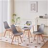GrandCA HOME Tavolo da Pranzo e 4 Sedie da Pranzo Set da Sala da Pranzo Moderno, Tavolo da Cucina Rettangolare Struttura di Giunzione Sedie da Scrivania e da Cucina Grigio