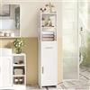 HEXCELEN Mobile da Bagno, Mobiletto Salvaspazio, Armadietto Colonna Bagno con Un'anta e un Cassetto, Ripiani Regolabili, Scomparto Aperto, Moderno, 30 x 30 x 138,6 cm, Bianco