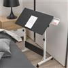 PIPIPOXER 80 x 40 cm Tavolo per Letto Divano, Scrivania Mobile Regolabile in Altezza 64-89 cm, Informatica 4 Rotelle Bloccabili, Tavolino d'Appoggio per Camera, Nero