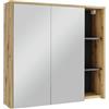 Vicco Mobile a specchio per bagno Viola, Artigiano/grigio, 80 x 75 cm | 2 Ante · 6 scomparti · Ampia superficie a specchio · Spazio aperto & chiuso · Sopra il lavabo