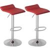 WOLTU Sgabelli da Cucina Set di 2, Sgabello da Bar Colazione Regolabile in Altezza, Sgabello da Banco Girevole a 360°per Bar, Cucina, Banco, Caffè, PVC+Metallo, con Poggiapiedi, Bordeaux+Argento