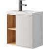 UEV Mobile Bagno con Lavabo in Resina, Mobiletto Bagno Sospeso con Unico Design e Praticità, Motivo a Righe Verticali, 50,5 x 30 x 50 cm, Bianco