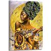 ARTEDinoi Quadro Moderno Stampa su Tela Donna Africana African Beauty Yellow Edition Canvas Dimensione 120x80x2cm