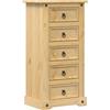 Generico Comodino Corona 53x39x103 cm in Legno Massello di Pino