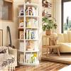 KEPMOGOH Libreria girevole a 360 gradi, scaffale angolare in legno, per libreria, per camera da letto, cameretta dei bambini, soggiorno, bianco (B, 5 livelli)