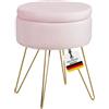 ALBATROS Sgabello con vano portaoggetti Cannes in velluto - Pouf rotondo in rosa - Poggiapiedi & Sgabello per tavolo da toeletta - Sedia moderna per il trucco per camera da letto - Pouf con vano