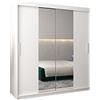 ABIKSMEBLE Tokyo 1 180 Armadio a Due Ante Scorrevoli per Camera da Letto - Armadio Moderno con Specchio, Appendiabiti e Ripiani - 180x200x62 cm - Bianco Opaco