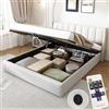 Autheria Letto Matrimoniale con Contenitore 180x200 cm con LED e USB, Letto una piazza e mezza con Testiera Regolabile e Vano Portaoggetti, Letto Contenitore con rete a doghe, Struttura Letto Matrimoniale