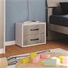 Linea Azzurra Comodino Camera da Letto in Legno Nobilitato Melaminico con 2 Ante 43x52x36cm Cassetti Guide Metalliche Mobile Zona Notte, Soggiorno, Ufficio Made in Italy