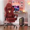 WoRaum Sedia da Gaming, Sedia Ufficio Ergonomica e Traspirante in Microfibra Peluche, Sedia Computer con Regolazione Altezza Schienale, Supporto Lombare e Braccioli (Rosso)