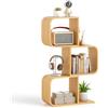 COSTWAY Libreria S a 3 Cubi, Scaffale in Bamboo, Salvaspazio Moderno Piccolo, per Soggiorno, Studio e Ufficio, 61 x 23 x 99 cm, Naturale (3 Livelli)