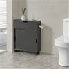 [en.casa] Armadietto da Bagno (AxLxP) 67 x 52 x 17 cm Mobile a Terra con 2 Ante Scorrevoli e 1 Anta a Ribalta Mobile da Stoccaggio su 4 Ruote - Grigio Scuro