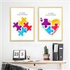 ArtSkin E ' Va Bene A Be Diverso Autismo Consapevolezza Citazione Parete Arte Quadri Minimalismo della Tela Poster Stampe Autismo Parete Quadro Casa Decorazioni 40 × 50 Centimetri × 2 Senza Cornice