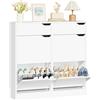 IRONCK Scarpiera Salvaspazio Slim con 4 Ante a Ribalta, Scarpiera Ingresso e 2 cassetti, Porta Scarpe Moderna con Ripiani Regolabili, Scarpiera Legno Corridoio, per 18 Paia, 100x23.5x98cm (bianco)