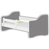 ACMA Letto per bambino Cameretta per bambino con materasso Letto bambini HAPPY (Grigio, 140x70 cm)