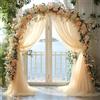 Chickwin 1pc Drappeggio di Arco Nozze con 2 Nastri, Arco Matrimonio, Tulle Tenda in Chiffon Tessuto, Drappeggio per Arco Nuziale Sfondo Decorazioni, Decorazioni Matrimonio (Champagne,1.6x8m)