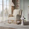 KOOPMAD Poltrona a dondolo, poltrona allattamento rocking chair in lino, poltrona relax con telaio in legno, tasca laterale, per soggiorno, camera da letto, massello, beige (C)