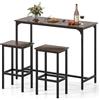 RELAX4LIFE Set Tavolo da Bar e Sedie, Tavolo da Pub Rettangolare 120 cm con 2 Sgabelli, Set Tavolo Alto da Colazione con Struttura in Metallo e Poggiapiedi, per Sala da Pranzo Cucina (Caffè)