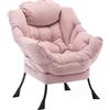 Chleby Poltrona Salotto Relax, Poltrona Imbottita con Braccio e Borsa Portaoggetti, Super Confortevole, Metallo Gambe, 80x65x95 cm (Rosa-A)