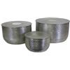 Casa Moro ALAVA TSV8050 - Tavolino orientale in argento, set da 3 pezzi, rotondo, effetto martellato, in alluminio, tavolino da caffè marocchino in metallo, tavolino da caffè di lusso moderno