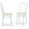 Generico Sedie Thonet Vienna Struttura in Ferro e Seduta in finta Paglia Ideali per Cucina, Bar Osteria e Ristorante Bianco Lucido 2 pezzi