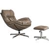 Totò Piccinni SET BAIA Poltrona Girevole con Pouf regolabile imbottita in similpelle (Marrone)