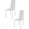 t m c s Tommychairs - Set 2 sedie modello Sophie Lux per cucina bar e sala da pranzo, robusta struttura in acciaio imbottita e rivestita in finta pelle colore bianco