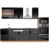 Vicco Cucina componibile Fame-Line, Antracite lucido/oro power oak, 300 cm con armadio alto, PL Antracite, per l'espansione personalizzata tramite moduli aggiuntivi compatibili