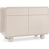 3E 3xE living.com Credenza in cashmere con due ante e due cassetti - Design moderno, gambe a sfera, 108 x 75 x 39 cm