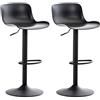 CLP Set 2 Sgabelli Bar Almada in Polipropilene I Coppia Sedie Alte Bancone Girevoli Regolabili 57-78 CM, Colore:Nero