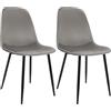 CLP Set di 2 sedie da Pranzo Imbottite Maryam, Sedia da Cucina con Schienale e Struttura in Metallo Nero, Supporta Fino a 150 kg, Colore:Grigio Chiaro, Materiale:Velluto
