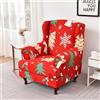 Hixingo 2 Pezzi Copripoltrona con Orecchie Elasticizzato Natale Classico, Natale Rosso Copripoltrona 1 Posto - Microfibra Copripoltrone Lavabile Copri Poltrona Soggiorno (Albero di Natale)
