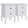 vidaXL 2X Comodini con 2 Cassetti in MDF Bianchi Armadietto Notte Cassettiera