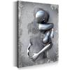 ARTEDinoi Quadro Stampa su Tela Figure astratte in Metallo 3D Argento Canvas Moderno Dimensione 120x80x2cm