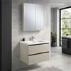 REDÒKASA Mobile Bagno Sospeso 60/80/100 cm PEONIA in alluminio con 2 cassetti, specchio contenitore a 2 ante, lavabo in ceramica (L 60 x P 47,5 x H 48)