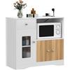 ARunThLana Credenza da cucina con ripiano per microonde, ante e 1 cassetto, con 3 ante, mobile contenitore, ripiani regolabili, mobile contenitore per sala da pranzo, soggiorno cucina