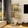 FEEOHOME Vetrina in vetro con LED, vetrina temperata moderna in vetro a 3 strati con 1 porta, vetrine da collezione, trasparente vetrina a base per soggiorno, camera da letto, ufficio, 42 x 36 x 125 cm (bianco