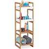 Relaxdays Scaffale Bagno, 4 Mensole, Design Aperto in bambù, Libreria, Cucina, HLP: 110x36x33 cm, Aspetto Legno/Bianco