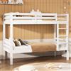 Gelukueub Letto a castello con scala angolare a tre livelli e protezione anticaduta, letto suddiviso in 2 letti singoli, letto singolo, bianco, 90 x 200 cm (senza scarpe)