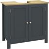 kleankin Mobile Sottolavabo in Truciolato e MDF a 2 Ante con Ripiano Interno Regolabile, Resistente all'acqua, 60x30x60 cm, Grigio