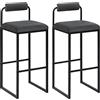 WOLTU Sgabelli Bar Set di 2, con Schienale, in Velluto Grigio Scuro | Sedie Alte con Poggiapiedi, Moderni Design, Sgabelli da Cucina Imbottiti, in Metallo